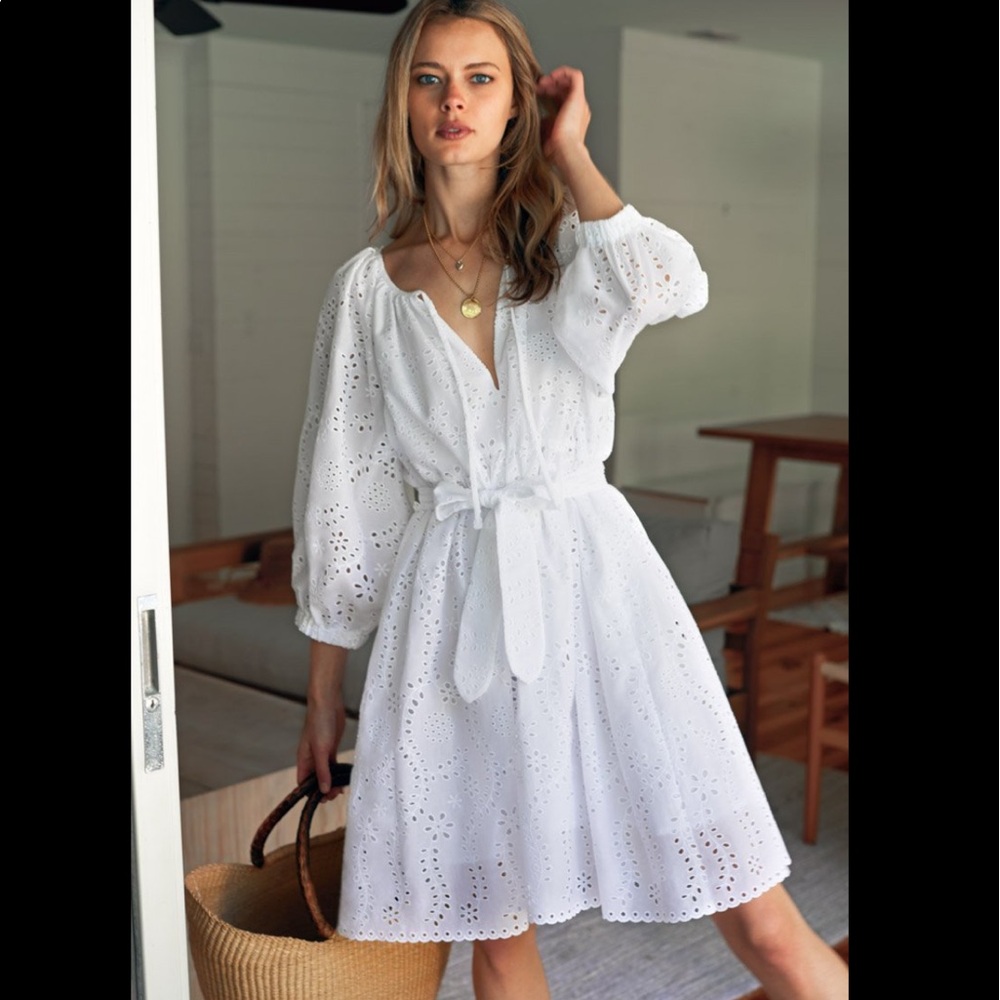 NWT Emerson Fry Rakel Keyhole Short Dress White Eyelet Small